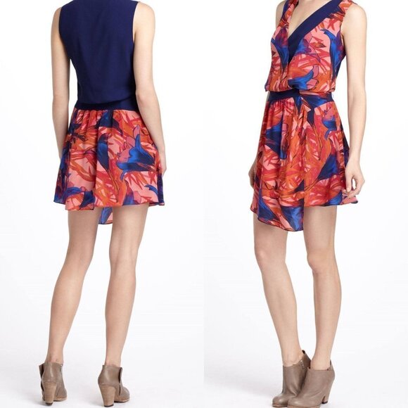 Anthropologie Asymmetrical Dress in Red and Blue - Picture 1 of 12